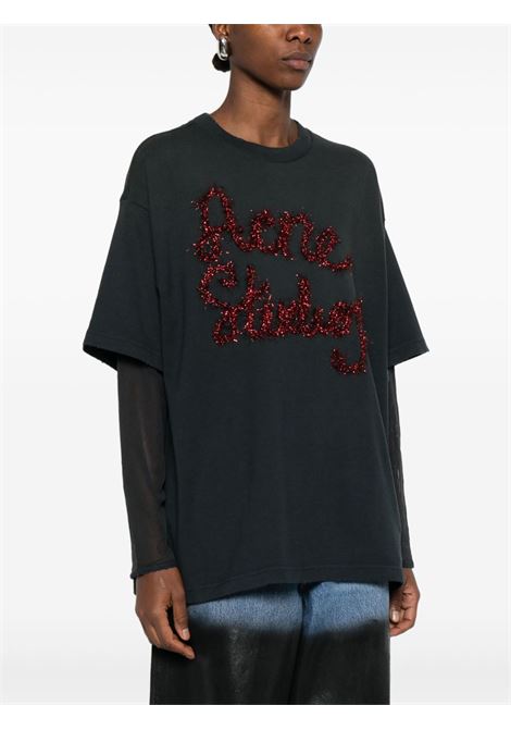 layered logo t-shirt woman anthracite ACNE STUDIOS | AL0503AA2